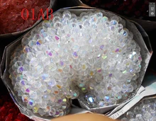 FLTMRH Sale White AB Color 6mm 48PCS Bicone Austria Crystal Beads charm Glass Beads Loose Spacer Bead for DIY Jewelry Making