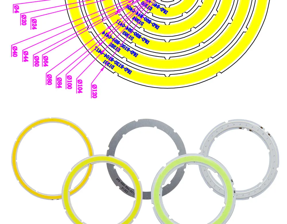 [ALLCOB] 12 В DC кольцевой cob светодиодный источник света 3 Вт 4 Вт 5 Вт 8 Вт 9 Вт 10 Вт 15 Вт угол глаз 30 мм-120 мм белый лед синий cob Чип для DIY