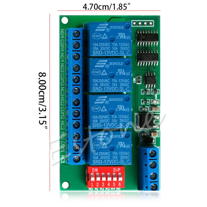 12 В RS485 Реле 4CH Modbus RTU PC UART доска для PLC светодиодный светильник PTZ управление камерой