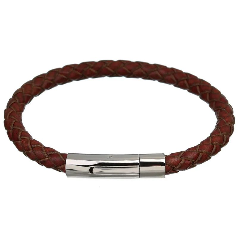 XINYAO, стимпанк,, настоящий плетеный кожаный браслет, нержавеющая сталь, застежка-защелка, мужской браслет, браслеты для мужчин и женщин, F5575 - Окраска металла: wine red
