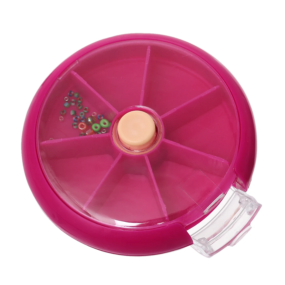 Doreen Box Plastic Beads Organizer Container Storage Box Round Fuchsia