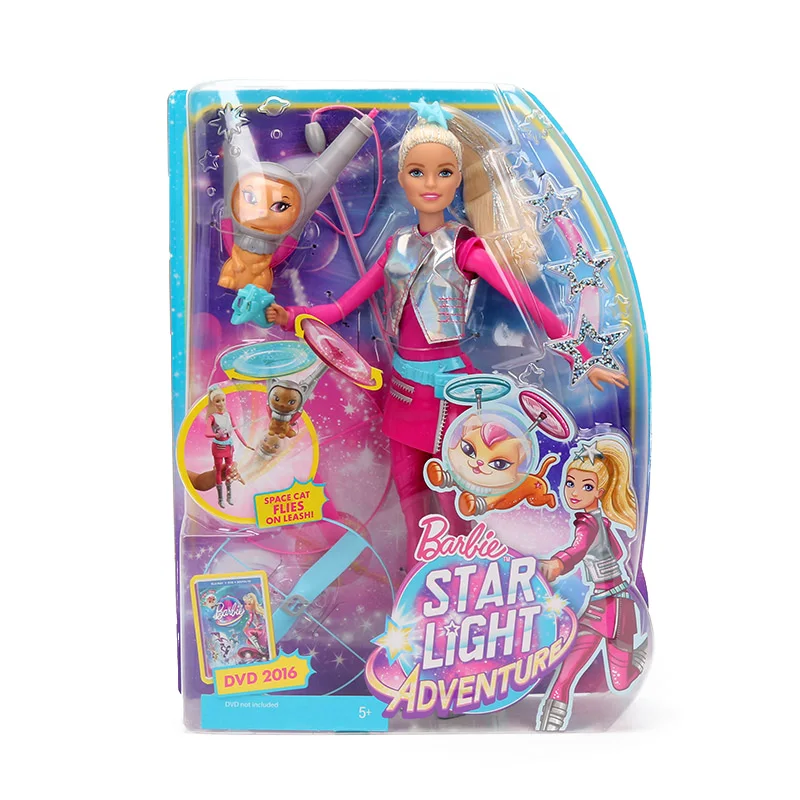 Original Barbie Toys DWD24 Barbie Doll Star Light Adventure Barbie Flying Pet Cat Set Action Figure Barbie Model Toys
