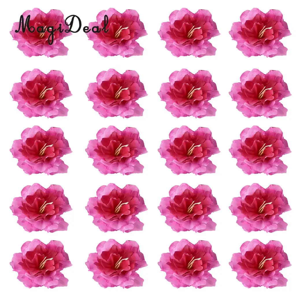 MagiDeal 20pcs Artificial Silk Flower Rose Peony Heads Rose Red Weeding Home Decor Silk Flower Head Artificial Decorations 8cm 