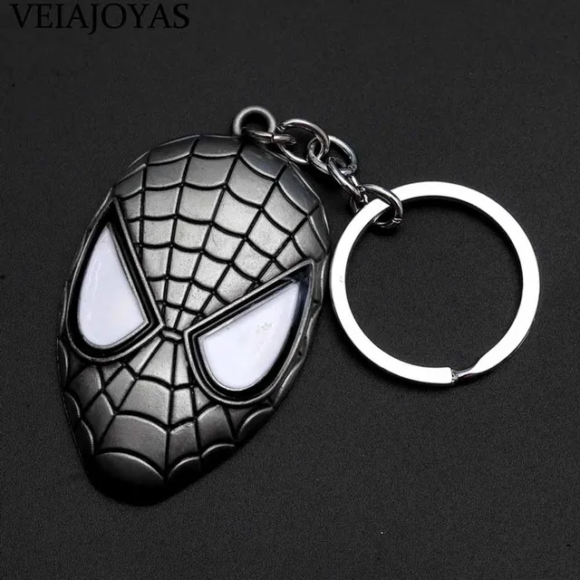 Superhero Spider Man Mask Keychain Spiderman Metal Key Rings Holder ...