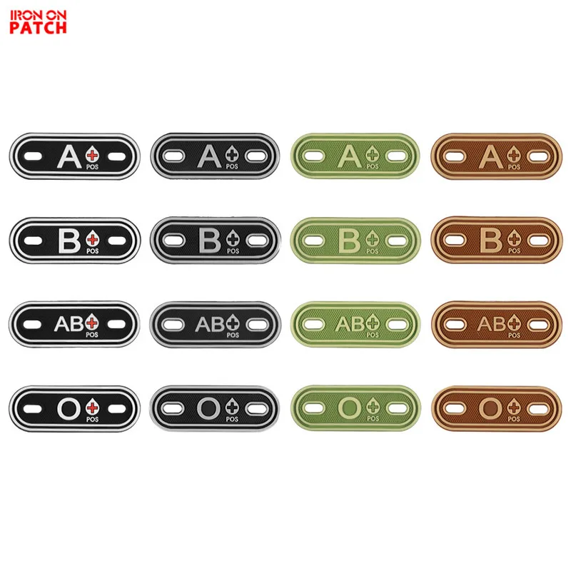 

2Pcs Army Tactical Morale Negative Blood GROUP Positive A B AB O POS + - Blood Type PATCH ID Tag BADGE Appliques