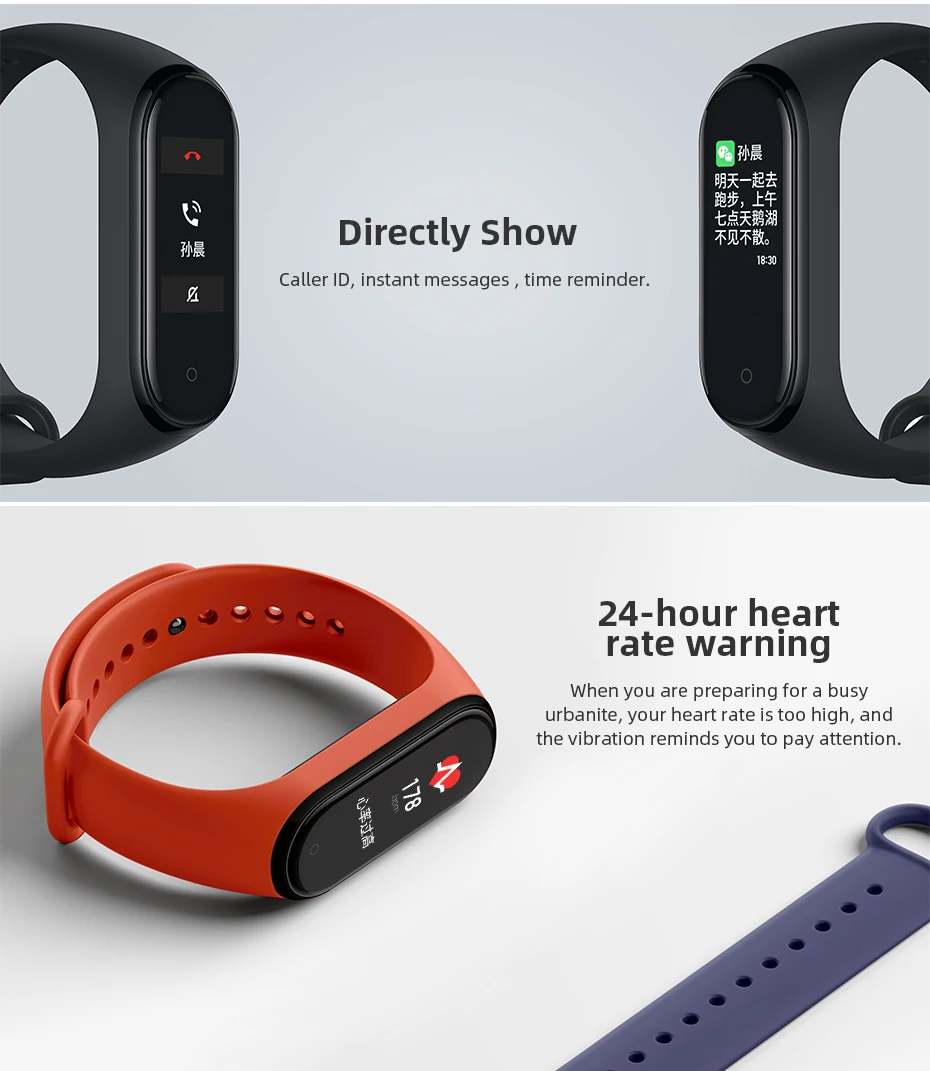 Xiaomi Mi Band 4 глобальная версия Смарт-часы 135 мАч фитнес-трекер для измерения сердечного ритма Спорт Водонепроницаемый Smartband красочный сенсорный экран