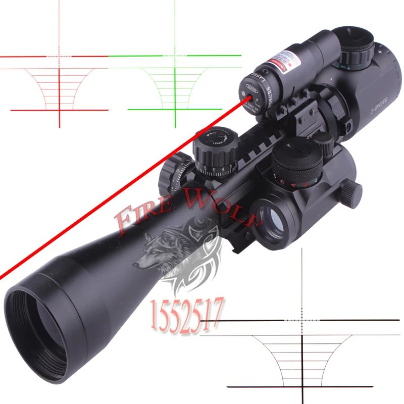 

Optics Rifle 3-9X40 Illuminated Hunting Red/Green Laser Riflescope with Holographic Dot Sight Combo Airsoft Gun Weapon Sight