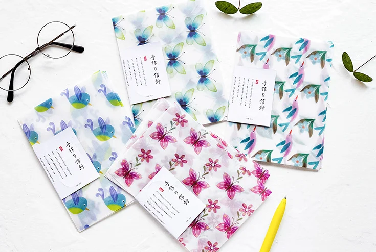 3 шт./упак. милый цветочный завод Бабочка цветная бумага конверт полупрозрачный конверт для планировщика органайзер канцелярские подарки
