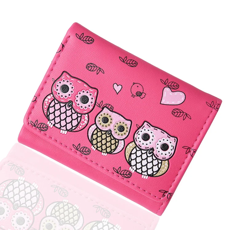 

Women Short Wallets Lady Purses Cards Holder Coin Purse Pouch Lovely Owl Clutch PU Leather Woman Wallet Girls Money Bags Pocket