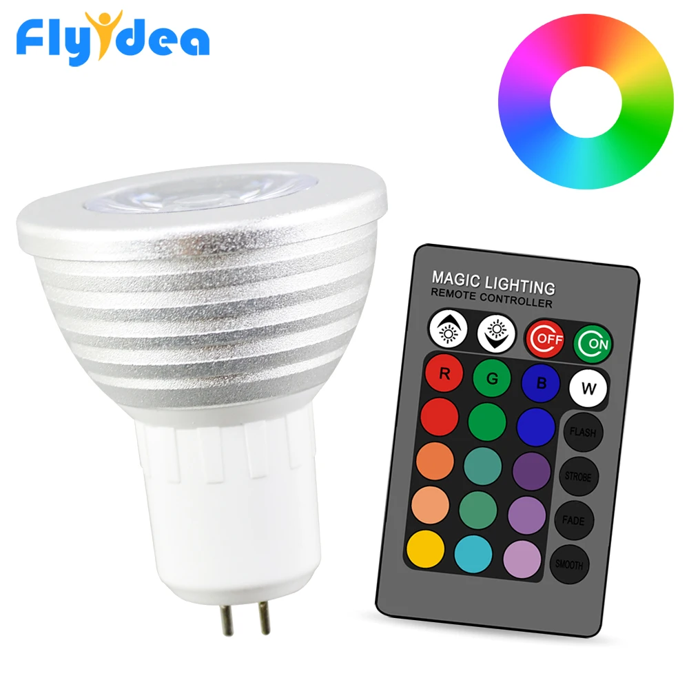 

16 Color Magic 110V 220V rgb 5W 24key colorful Bulb holiday Dimmable Stage Light IR Remote Control LED Spotlight GU5.3