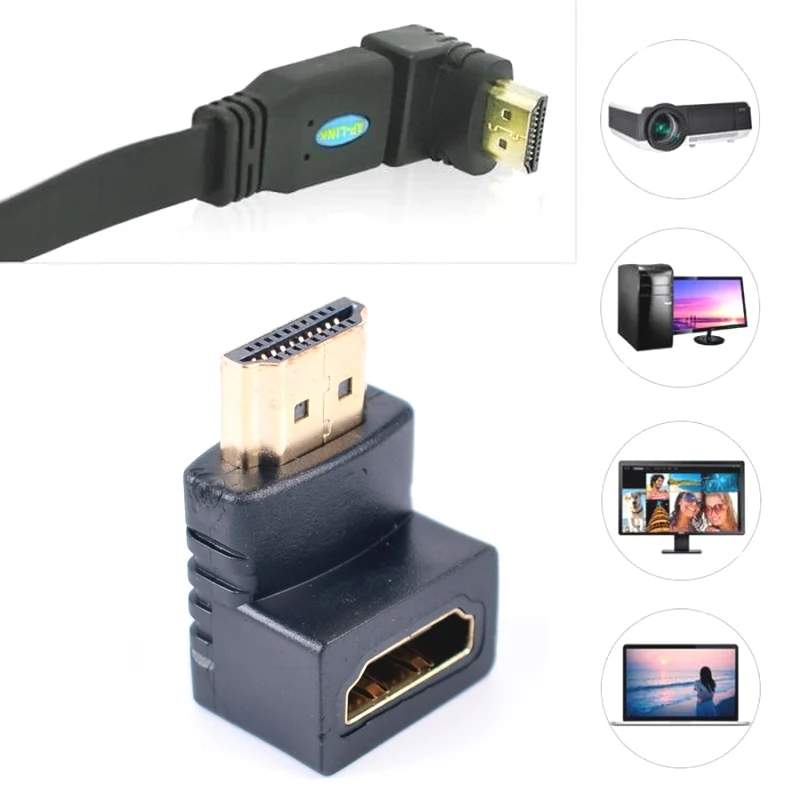 

90 Degree HDMI A Male to A Female Port Adapter , Right Angle Extension Converter