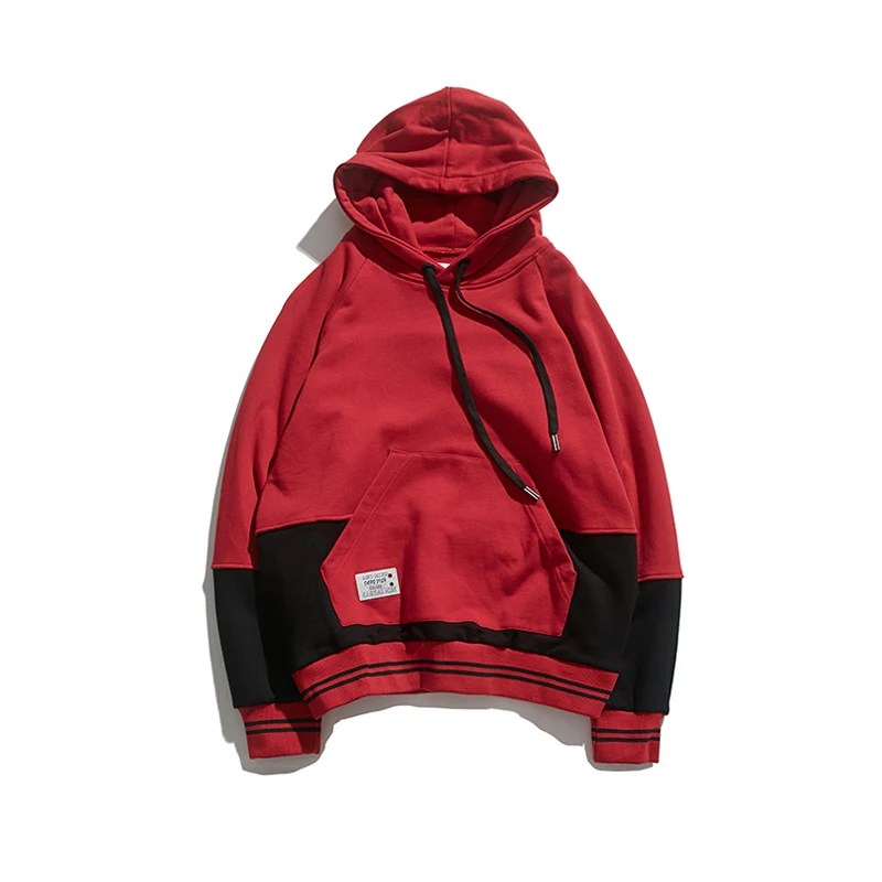 Men's Red Hoodies Hedging Clothing Slim Fit Autumn Winter Pullover