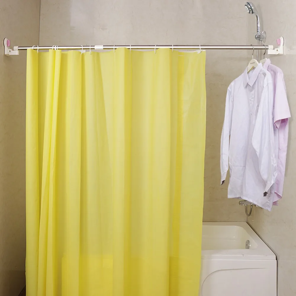 Extendable Telescopic Shower Curtain Rail U//L-Shaped Bathroom Suction Cups Rod