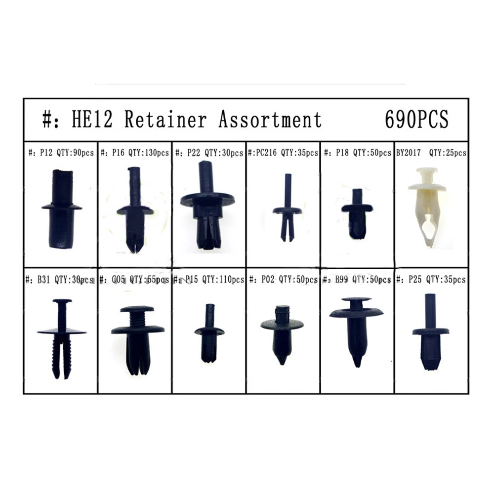 690 шт Ассорти фиксатор для кузова автомобиля, заклепка, отделка крепежных деталей, формовочный зажим, расширительные винты, набор с отверткой для удаления