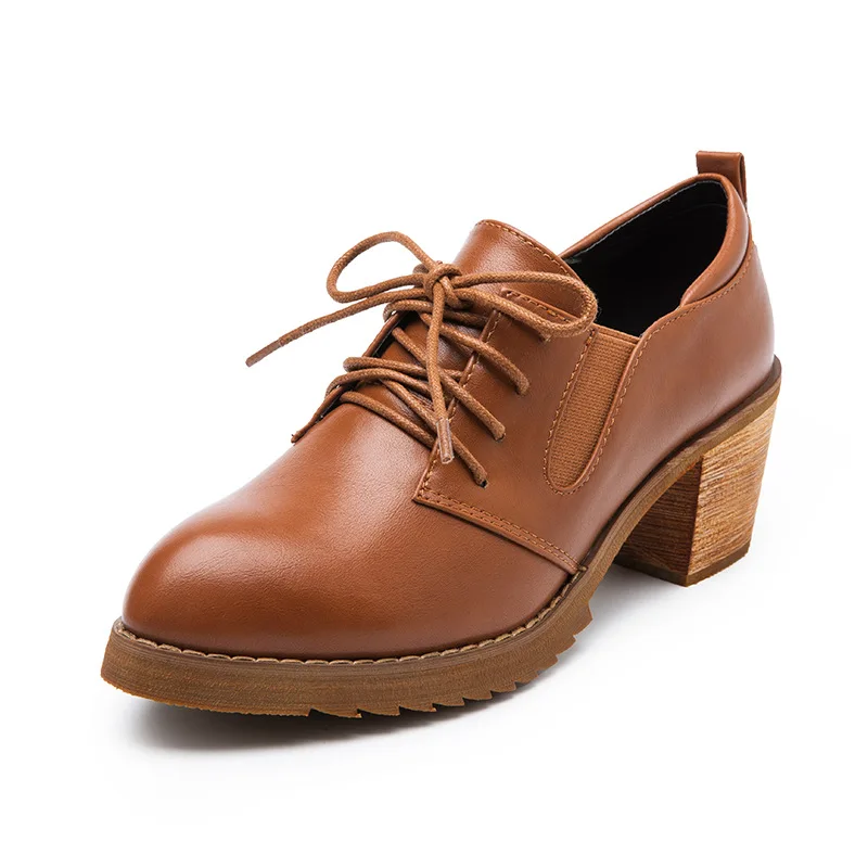 

2019 Re-vintage Women's Pointed Square Heel Lace Boots High Heels Martin Boots To Increase Wear Resistance Breathabilit