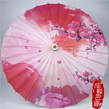 

Crafts gifts Red Pink Bottom Oil Paper Umbrella Peach Flower Blossom Paper Parasol Flaming Mountain Hill Paper Umbrella Hanging