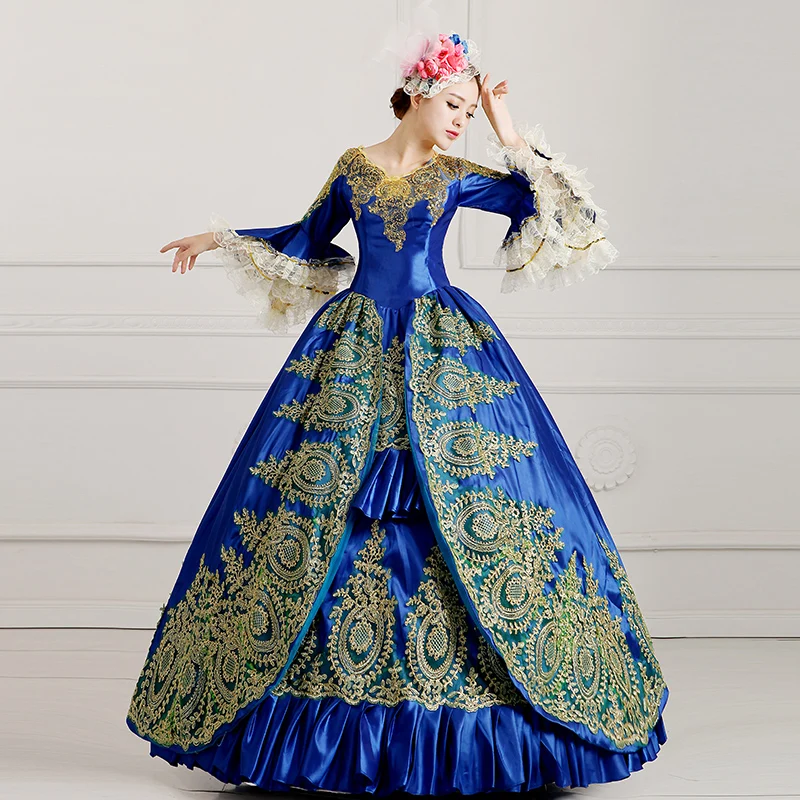 

Free Shipping 2016 Summer Blue Fashion party costume 18th century Renaissance Evening Ball Gowns