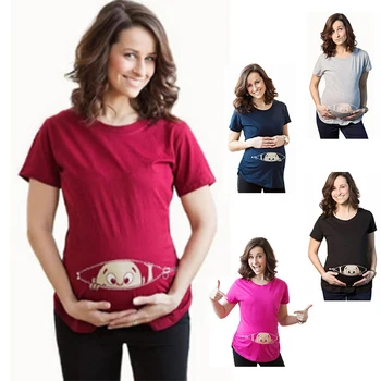 

Cute Pregnant Maternity T Shirts Casual Pregnancy Maternity Clothes With Baby Peeking Out Shirts Pregnant Clothes Plus Size