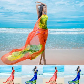 

Women's long silk scarf spring and autumn thin section silk sunscreen scarf sunshade beach towel female shawl Multifunctional