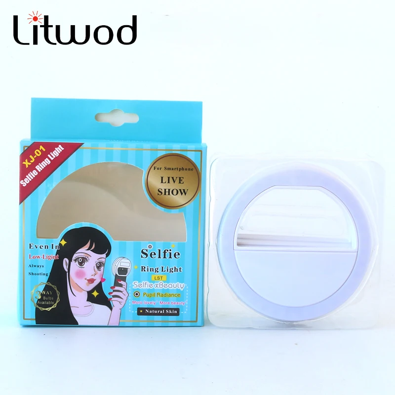 

Litwod Z20 Ring LED Portable Light case Phone Light Beauty Selfie Ring Flash Fill light for iPhone 6s plus 7 plus Samsung s6 s7