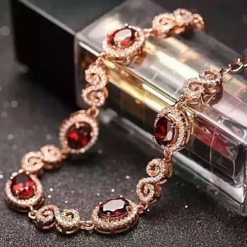 

Fidelity natural 5*7mm garnet Bracelet s925 sterling silver fashion fine jewelry for women party natural red gemstone