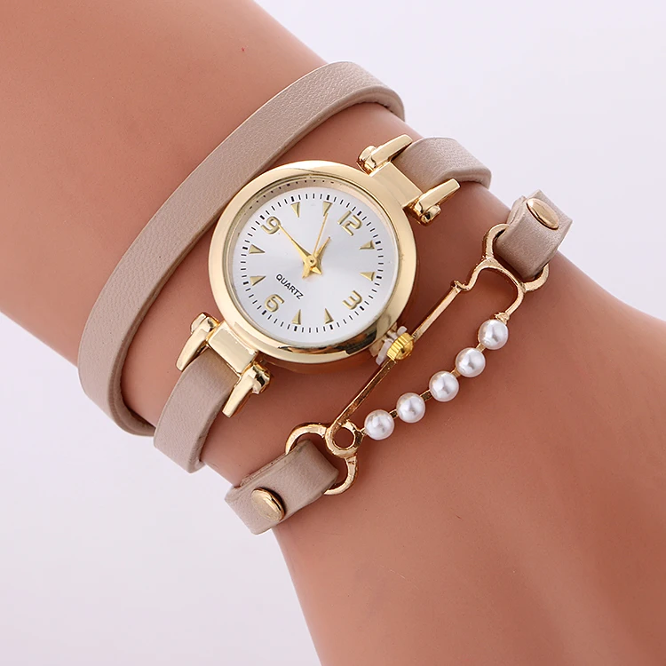 

Hot Sale Women Round Pearl Bracelet Wristwatch Women Fashion Casual Long Women Dress Watches 918834