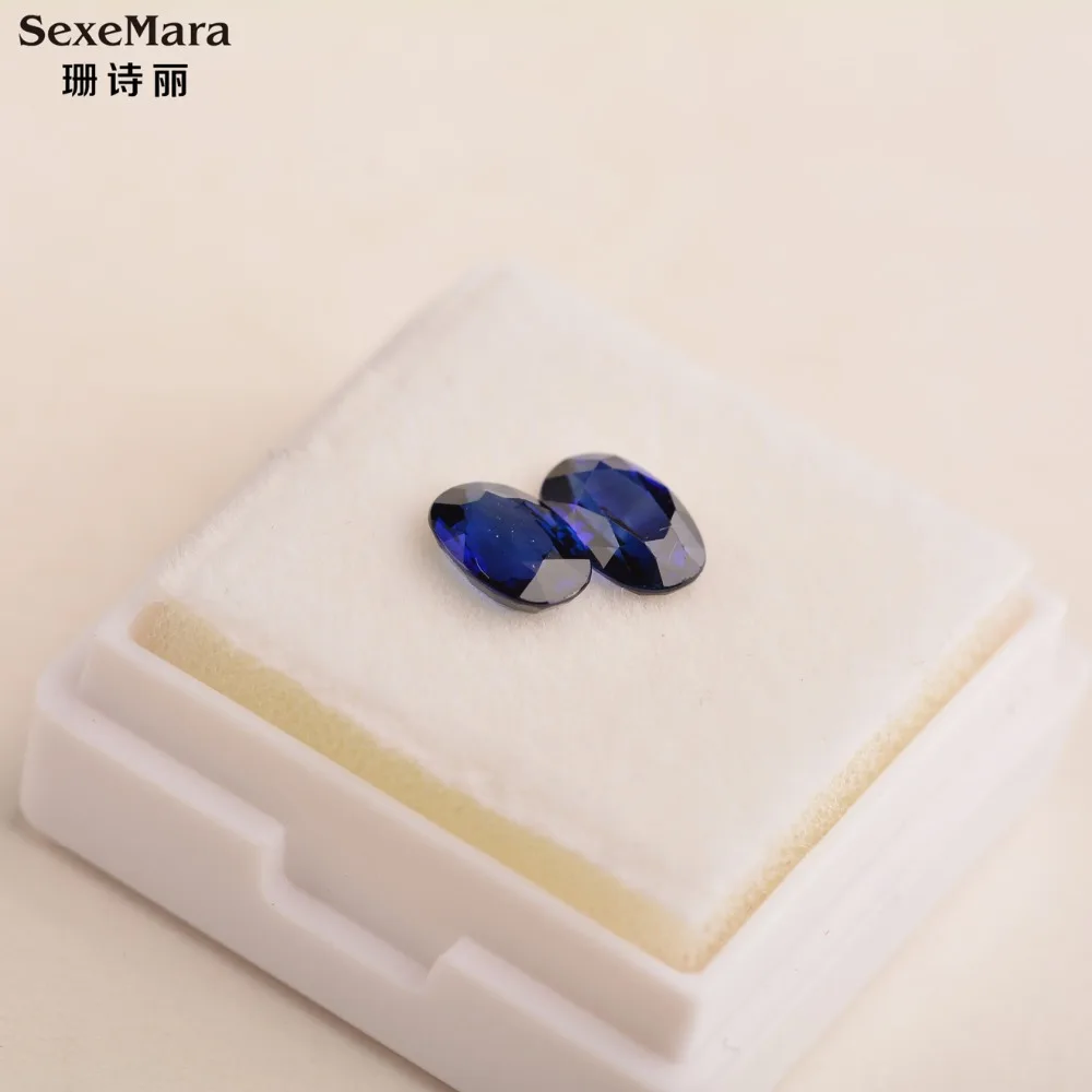 

1.79*2CT karat Thailand natural sapphire color gemstones have authority certification Heating processing stud Earrings loose
