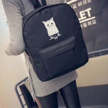 

1pcs Canvas Backpack Cat Printed Backpack Cartton Student School Bags Mochila Feminina Preppy Style for Teenagers Women Girls