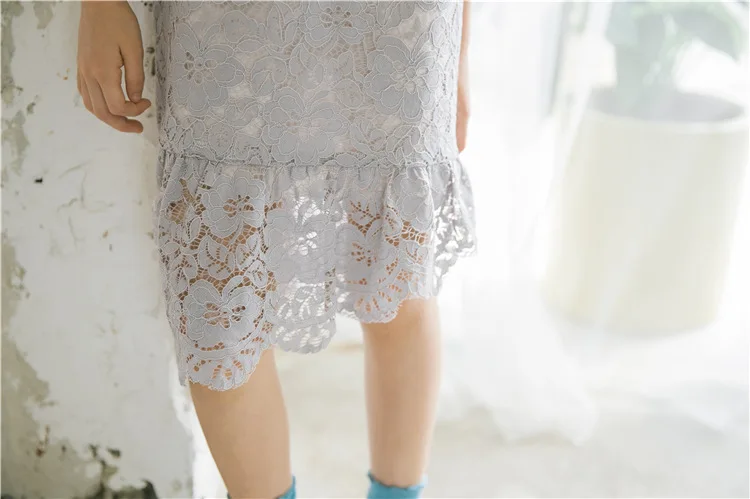 hooded lace asymmetrical children dresses summer 2018 new short sleeve baby girl dress kid clothing princess dress for big girls (10)