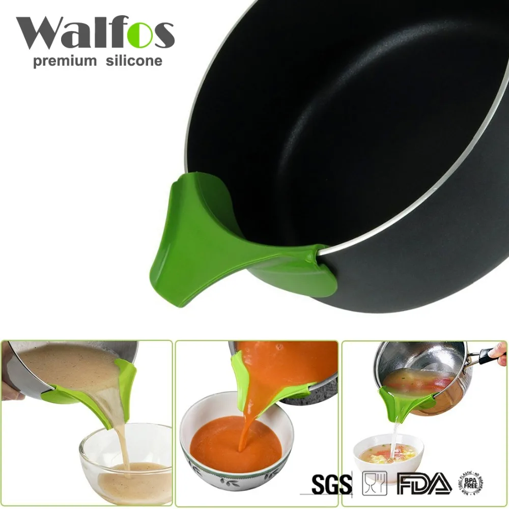 

WALFOS Silicone Soup Funnel Kitchen Gadget, Anti-spill Edge Water Deflector Cookware Tool