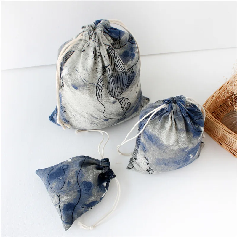 1 шт. живопись картины Drawstring хлопок льняной сумка для хранения подарков Конфеты
