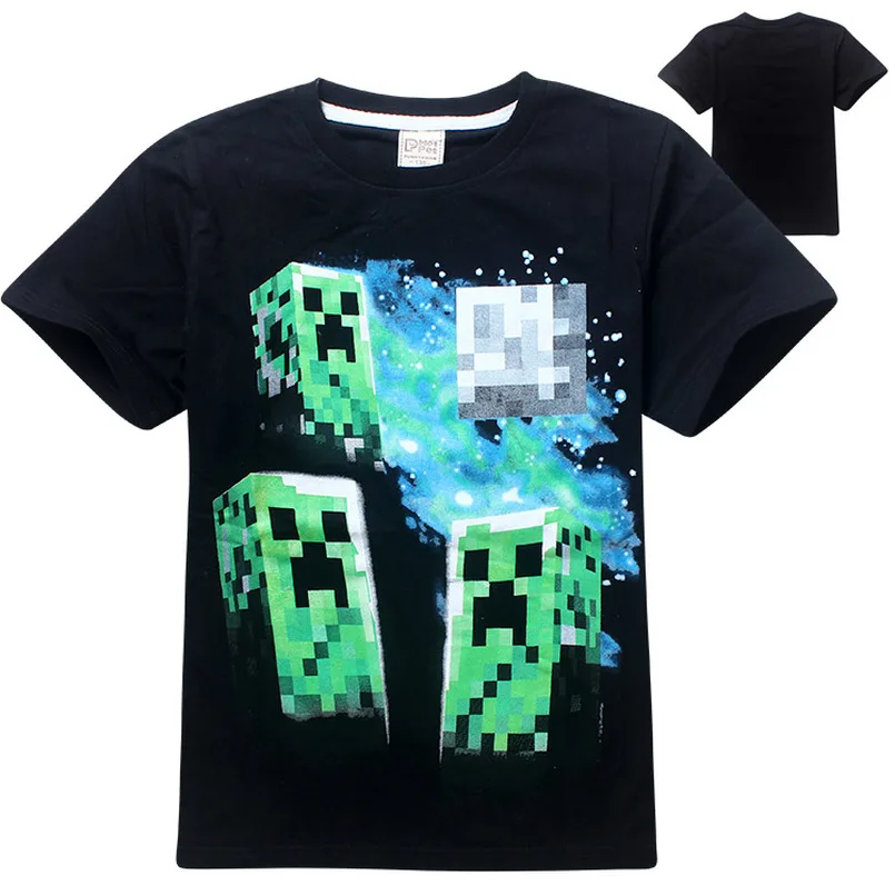 Minecraft 2018 новый бренд лето 100% хлопчатобумажная одежда детей с рисунками для 3D