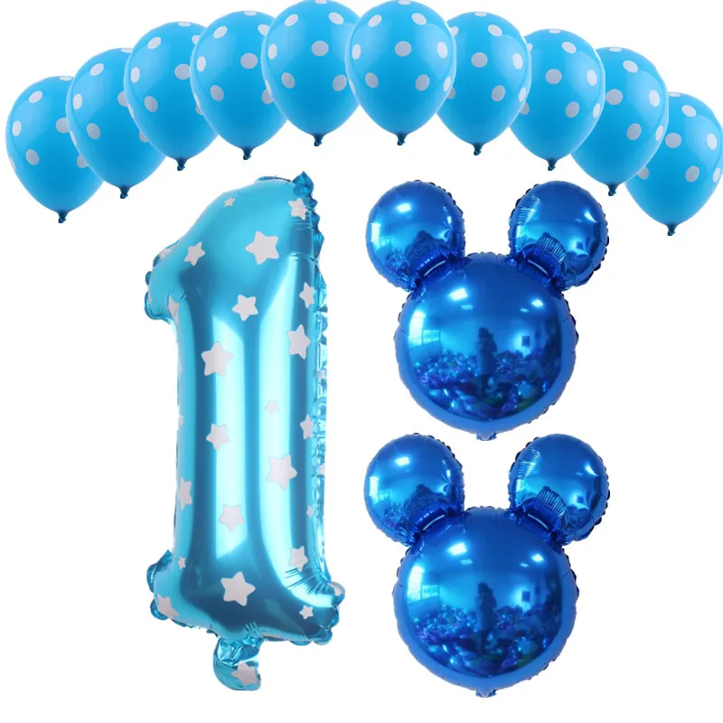 

GOGO PAITY New 13pcs/lot Mickey Minnie Numbers 1 2 3 4 5 Aluminum Balloon Set Baby Birthday Party Decorative Balloons