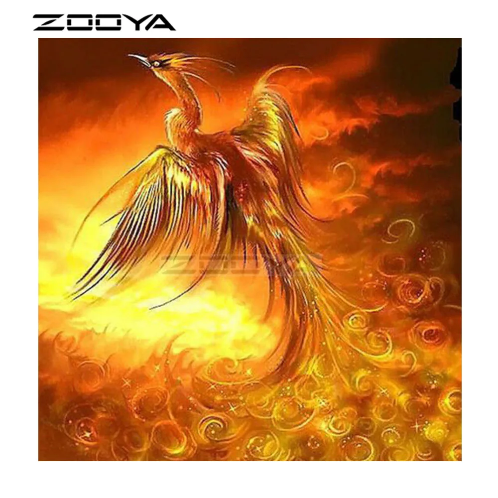 ZOOYA 5d diy Diamond Cross Stitch Animal Golden Phoenix Mosaic Embroidered Pattern Rhinestones R2234 | Дом и сад
