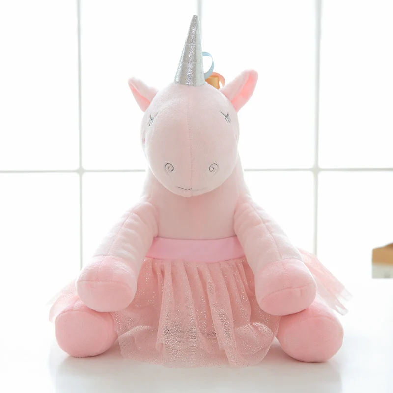 Одет плюшевая игрушка единорог балетная юбка чучела единорог животные кукла плюшевый игрушка розовый/белый дети девочки подарок другу к дню рождения