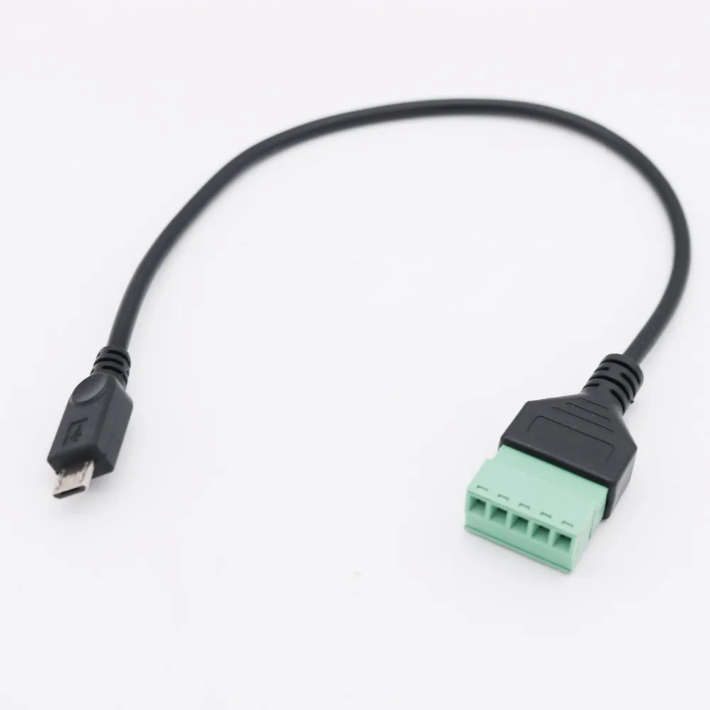 

1pcs 1FT Micro USB 5 Pin 2.0 Male to 5 Pin Screw with Shield Solderless Terminal Plug Adapter Connector Cable Lead 30cm