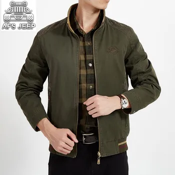 

AFS JEEP Brand Reversible Men Jackets Loose New 2018 Autumn Winter Warm Cargo Military Coats Casual Healthy 100% Natural Cotton