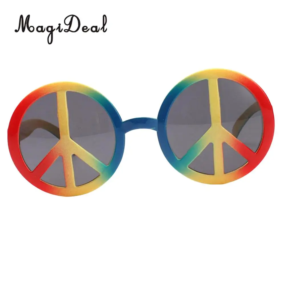 Fashion Rainbow World Peace Sign Sunglasses Costume Eye Glasses Adults Kids Party Photobooth Costume Eyewear