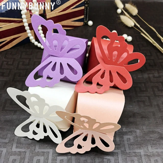 

FUNNYBUNNY 10pcs Butterfly Party Wedding Favor Gift Candy Bomboniere Boxes Baby Shower