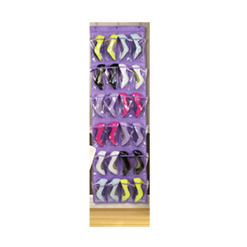 24 Карманный настенный органайзер для обуви стеллаж для хранения обуви нетканые дверные ручки ноготь спальня галстук пояс держатель экономии пространства - Цвет: purple