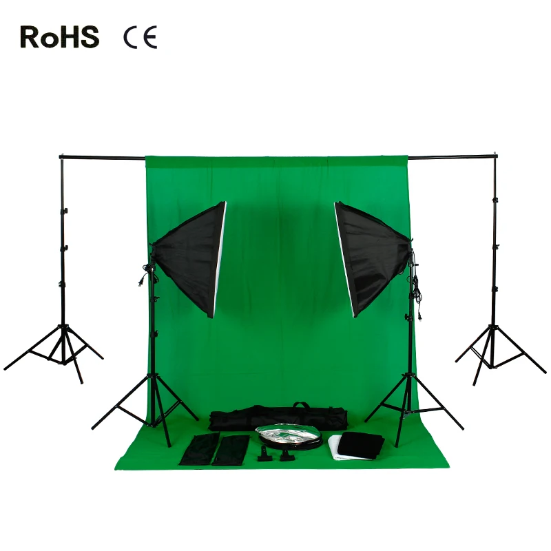 

Photo Studio Backdrop Lighting Kit Set +2.6m*3m Background Support Stand+1.8m*2.8m cotton backdrops+80cm 5 in 1 Reflector