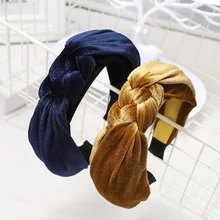 Зимние Бархатные плетеная резинка для волос с бантом, головная повязка, аксессуары для волос, украшения для волос