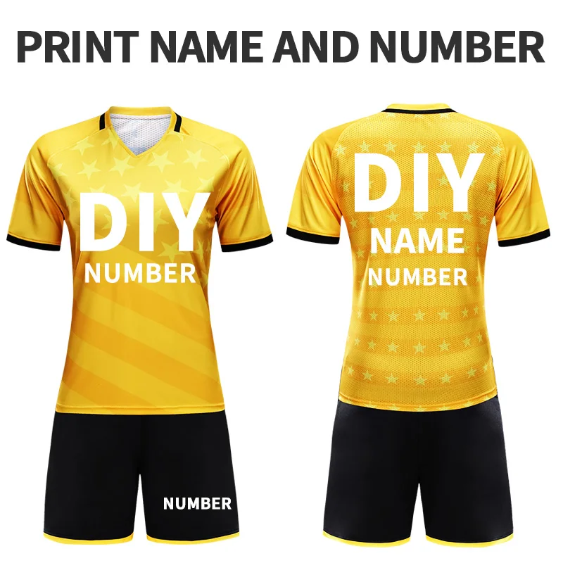 Футбольные майки Майо Франция футбольные комплекты на заказ форма de Futbol майки дышащие рубашки шорты командная спортивная одежда - Цвет: yellow DIY