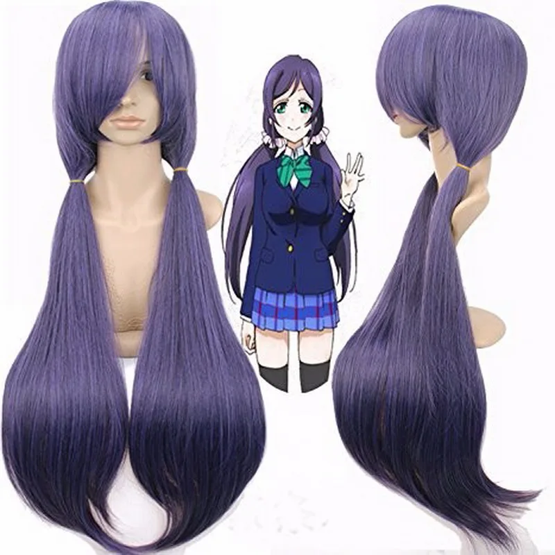 

Lovelive Nozomi Tojo Long Purple Cosplay Wig Synthetic Hair Halloween Costume Party Play Wigs With Bangs Free Shipping