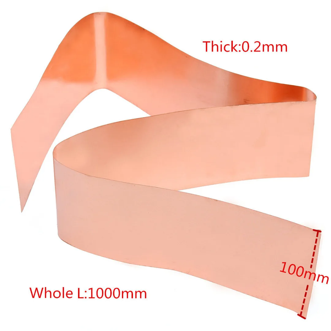 1pc 0.2mm Thickness 99.9% High DIY Handmade Material Purity Pure Copper Cu Metal Sheet Foil Plate 100mm*1000mm