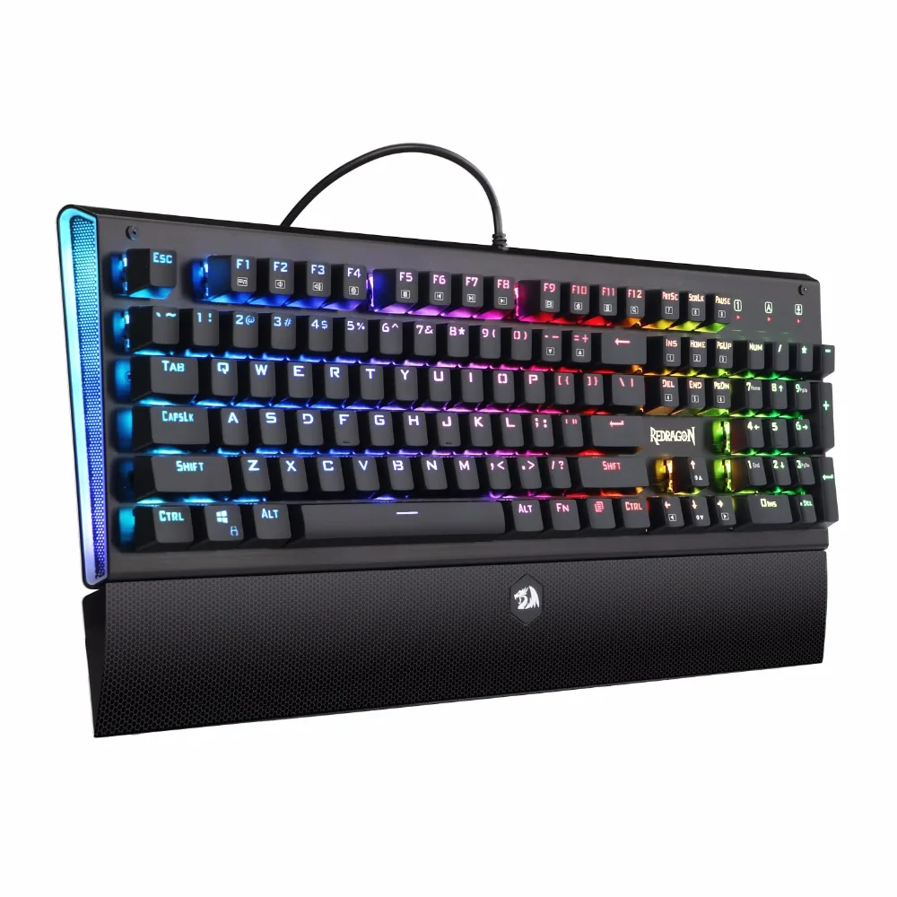 Superia Новое поступление Redragon K569 RGB светодиодный с подсветкой 104 клавиш механическая клавиатура с подставкой для запястья синие переключатели игровая клавиатура