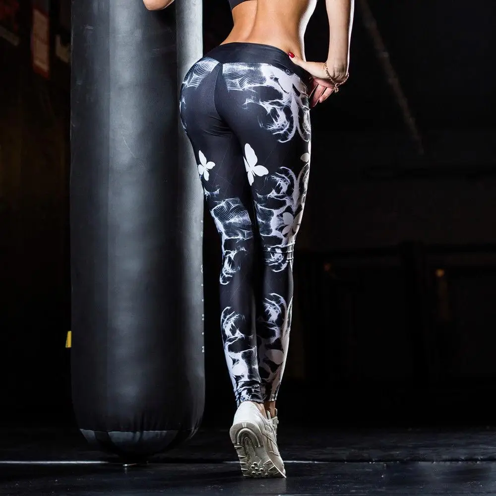 

American Fashion Butterfly Print Sports Wear For Women Gym Running Dancing Workout Elastic Leggings Streetwear Pants