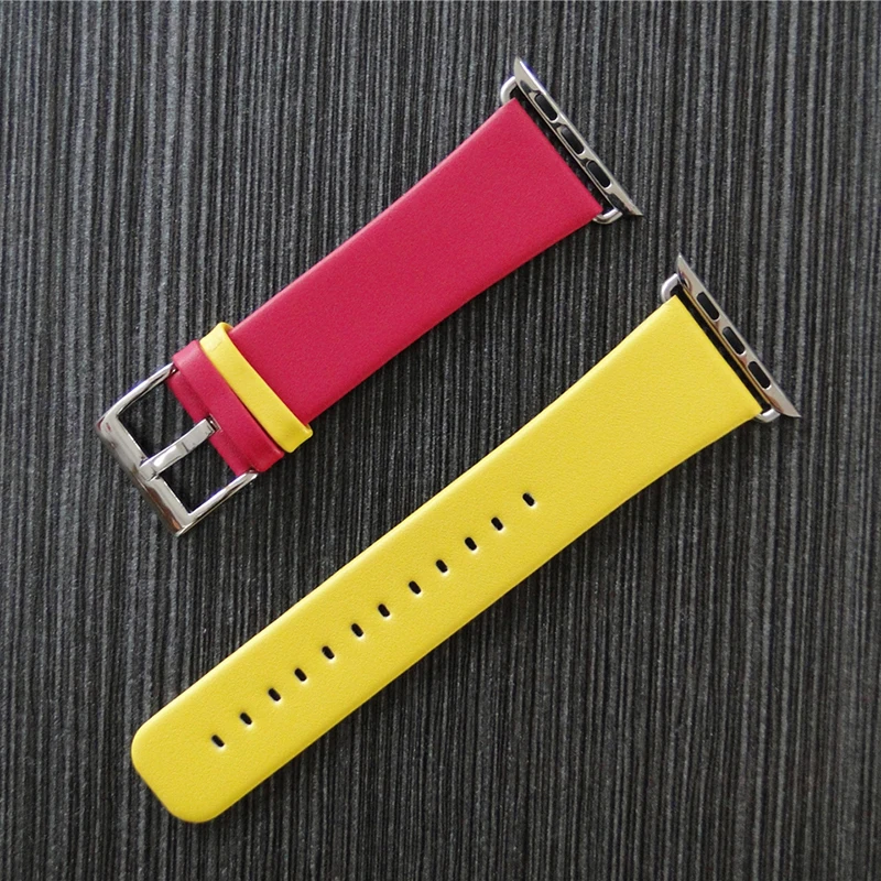 

For Apple Watch Band 38/42mm Series 1/2 Two Mixed Dual Colors Leather Wrist Strap Women Men's Watch Bracelet Replacement I246.