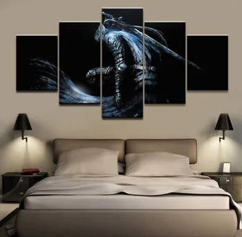 

Modern Home Wall Art Decor Canvas Picture Frame Modular Poster 5 Pieces Game Dark Souls The Abyss Walker HD Printed Oil Painting