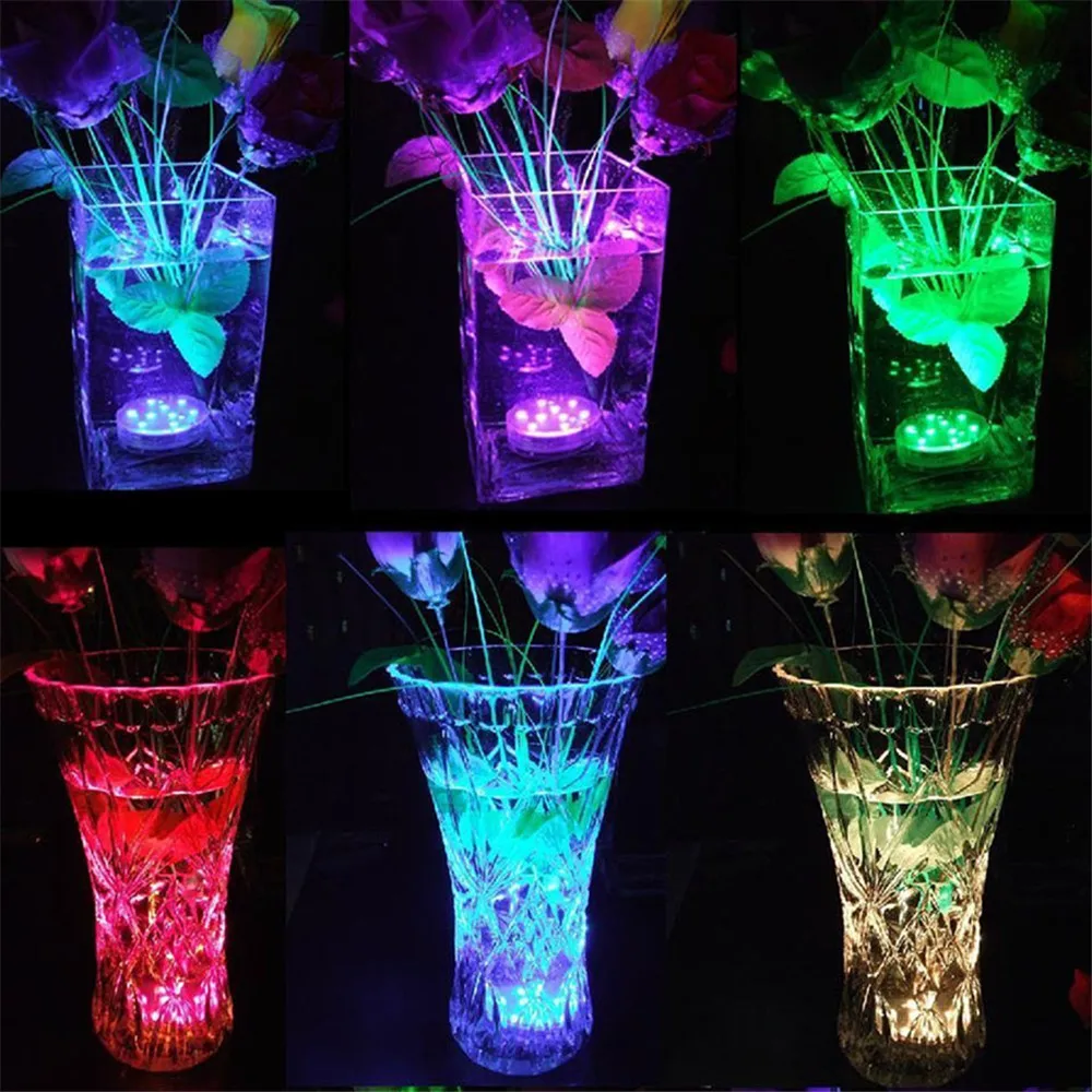 Lâmpada da Noite da Luz do Chá Vaso de Natal Festa de Casamento Ip68 à Prova Água Multi Color Submersíveis Luzes Debaixo Tigela Deco d' Led 13 High Quality Luzes e Iluminação
